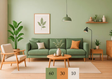 Decoración de interiores utilizando la regla 60/30/10