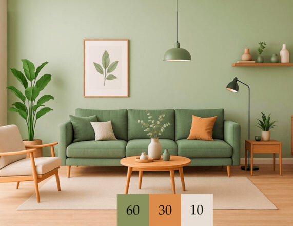 Decoración de interiores utilizando la regla 60/30/10